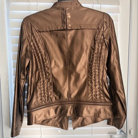 Size 8 - Brown Faux Leather Jacket (vintage Y2K) - Picture 2 of 3